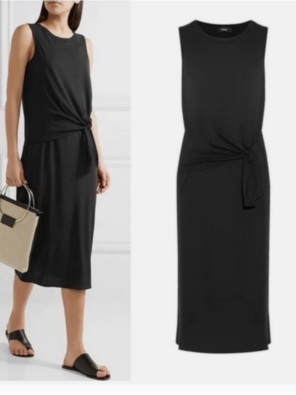Theory black midi dress